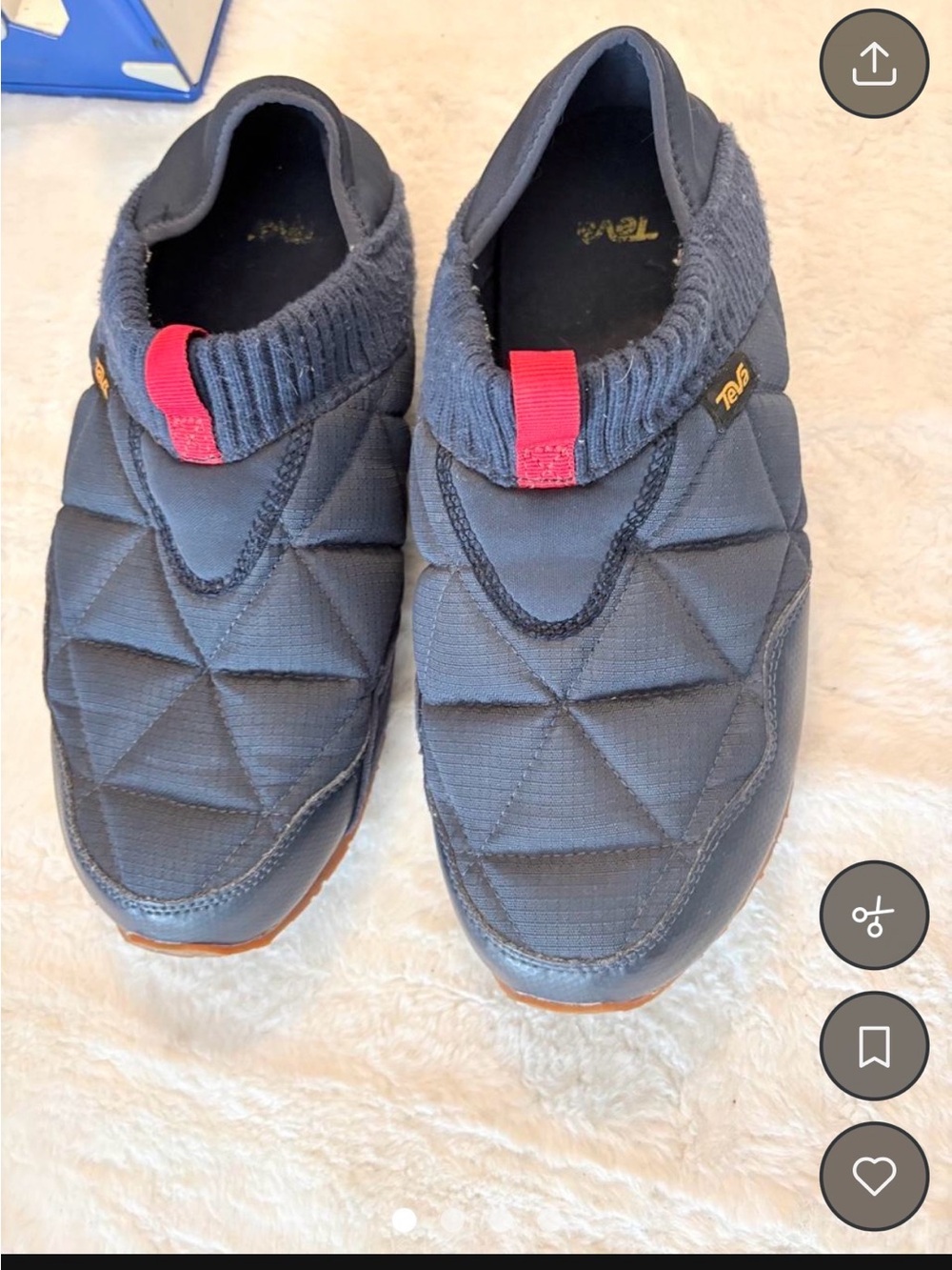 Teva Men’s Quilted Slip-On Shoes — Charcoal with Red Pull Tab